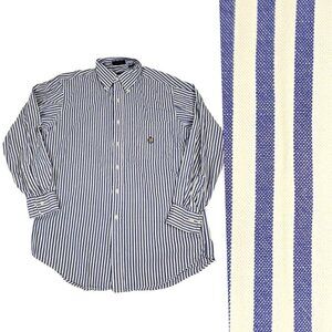 Ralph Lauren Chaps Button Down Shirt Mens 16 33/34 Blue White Striped Vertical